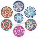 6 Pcs Diamond Painting Mandala Coasters with Holder