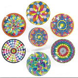 6 Pcs Diamond Painting Mandala Coasters with Holder