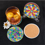 6 Pcs Diamond Painting Mandala Coasters with Holder