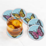 6 Pcs Butterfly Diamond Painting Coasters with Holder