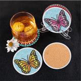 6 Pcs Butterfly Diamond Painting Coasters with Holder