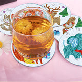 6 Pcs DIY Christmas Animal Diamond Painting Coasters