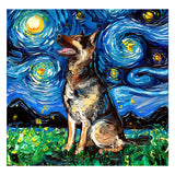 Full Diamond Painting kit - German Shepherd dog under the beautiful starry sky