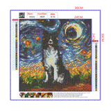 Full Diamond Painting kit - Border Collie under the beautiful starry sky