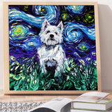 Full Diamond Painting kit - Parson Russell Terrier under the beautiful starry sky