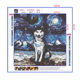 Full Diamond Painting kit - Siberian Husky under the beautiful starry sky