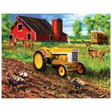 Full Diamond Painting kit - Peacocks and deers on the farm with yellow tractor