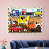 Full Diamond Painting kit - Road-building trucks and excavators