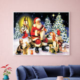 Full Diamond Painting kit * Santa Claus reading a letter with animals