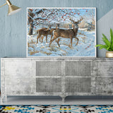 Full Diamond Painting kit - White-tailed Deer family on the snow