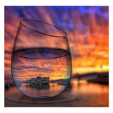 Full Diamond Painting kit - Glass with reflection of the building on the water