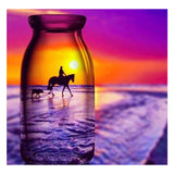 Full Diamond Painting kit - The reflection of horse riding by the sea