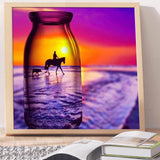 Full Diamond Painting kit - The reflection of horse riding by the sea