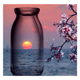 Full Diamond Painting kit - The reflection of the sunset in the glass bottle