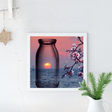 Full Diamond Painting kit - The reflection of the sunset in the glass bottle