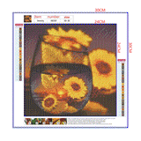 Full Diamond Painting kit - The reflection of sunflowers in the glass