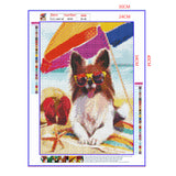 Full Diamond Painting kit - Dog with glasses on the beach