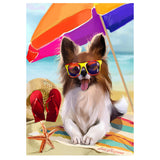 Full Diamond Painting kit - Dog with glasses on the beach