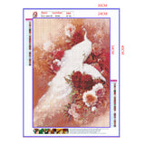 Full Diamond Painting kit - White peacock and flower