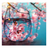 Full Diamond Painting kit - The reflection of the peach blossom in the glass