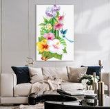 Full Diamond Painting kit - Flowers and butterfly and hummingbird