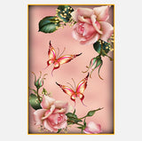 Full Diamond Painting kit - Pink roses and butterflies