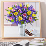 Full Diamond Painting kit - Beautiful Eustoma and tulip flowers