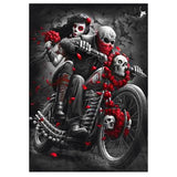 Full Diamond Painting kit - Skeleton couple riding a motorcycle