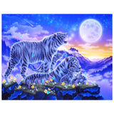 Full Diamond Painting kit - White Tiger Family