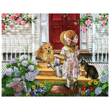 Full Diamond Painting kit - Little girl watering flowers