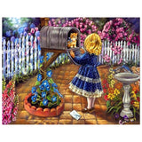 Full Diamond Painting kit - The girl receiving a cat