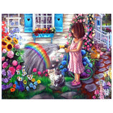 Full Diamond Painting kit - Little girl watering flowers