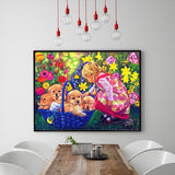 Full Diamond Painting kit - Little girl and free puppies