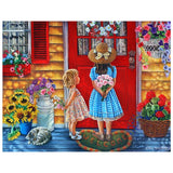 Full Diamond Painting kit - Little girl giving flowers