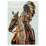 Full Diamond Painting kit - American Indian riding a horse