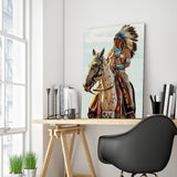 Full Diamond Painting kit - American Indian riding a horse