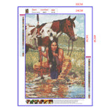 Full Diamond Painting kit - American Indian and a horse