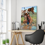 Full Diamond Painting kit - American Indian and a horse