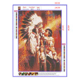 Full Diamond Painting kit - American Indian holding a child