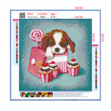 Full Diamond Painting kit - Cute dog and cake