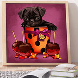 Full Diamond Painting kit - Cute dog and candy