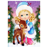 Full Diamond Painting kit - Little girl and cute deer