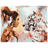 Full Diamond Painting kit - Beautiful woman and tiger