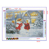 Full Diamond Painting kit - Little girl and christmas snowman