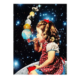 Full Diamond Painting kit - Girl blowing the planet
