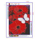 Full Diamond Painting kit - Red Flower and White Butterfly