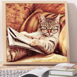 Full Diamond Painting kit - Cat reading a book