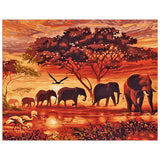 Full Diamond Painting kit - Elephants at sunset