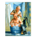 Full Diamond Painting kit - Grandma bathing grandpa
