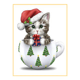 Full Diamond Painting kit - Christmas kitten on cup